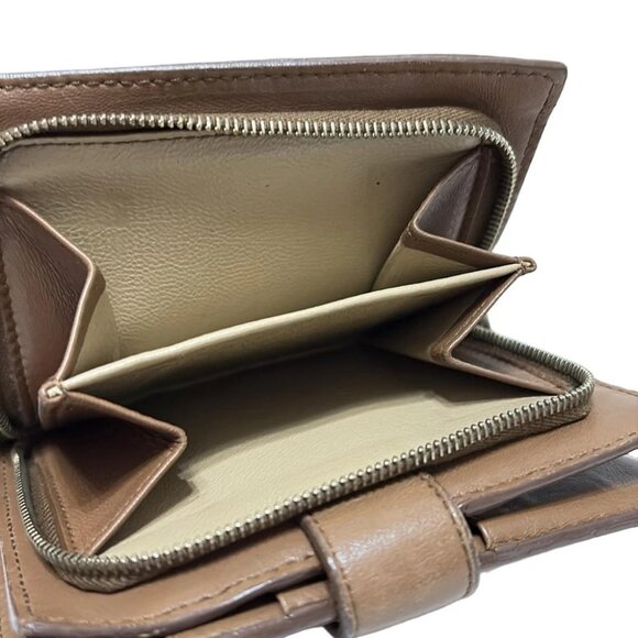 Auth BOTTEGA VENETA Intrecciato 114073 Brown Leather unclear Bifold Wallet - Picture 4 of 5